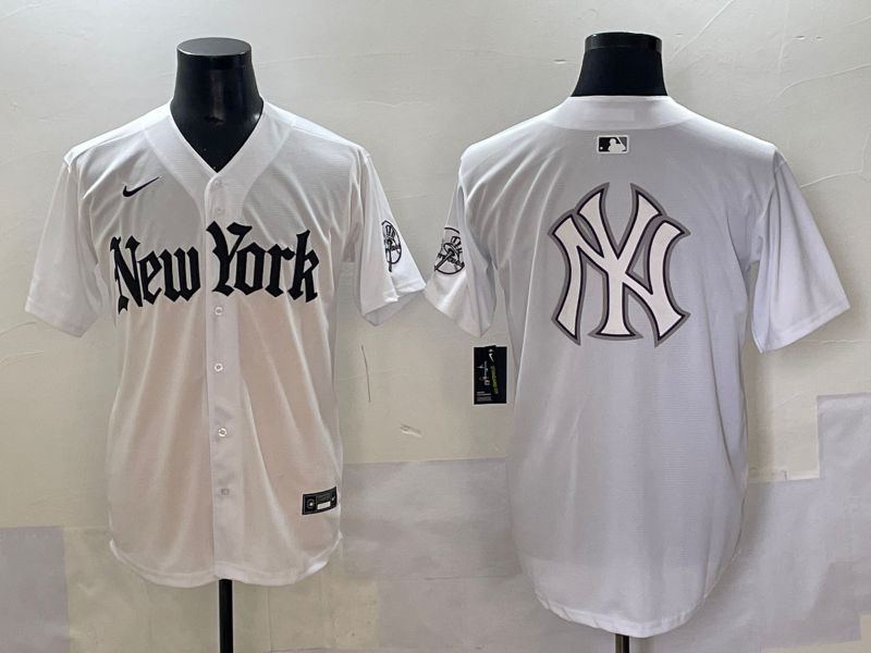 Men 2025 New York Yankees Blank White Five generations Joint Name Nike MLB Jersey style 81